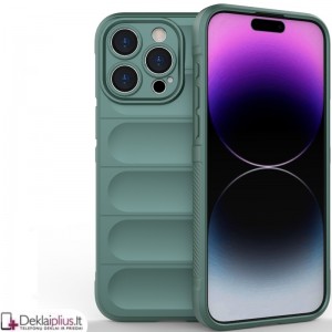 Magic Shield guminis dėklas su kameros apsauga - žalias (Apple Iphone 15 Pro Max)